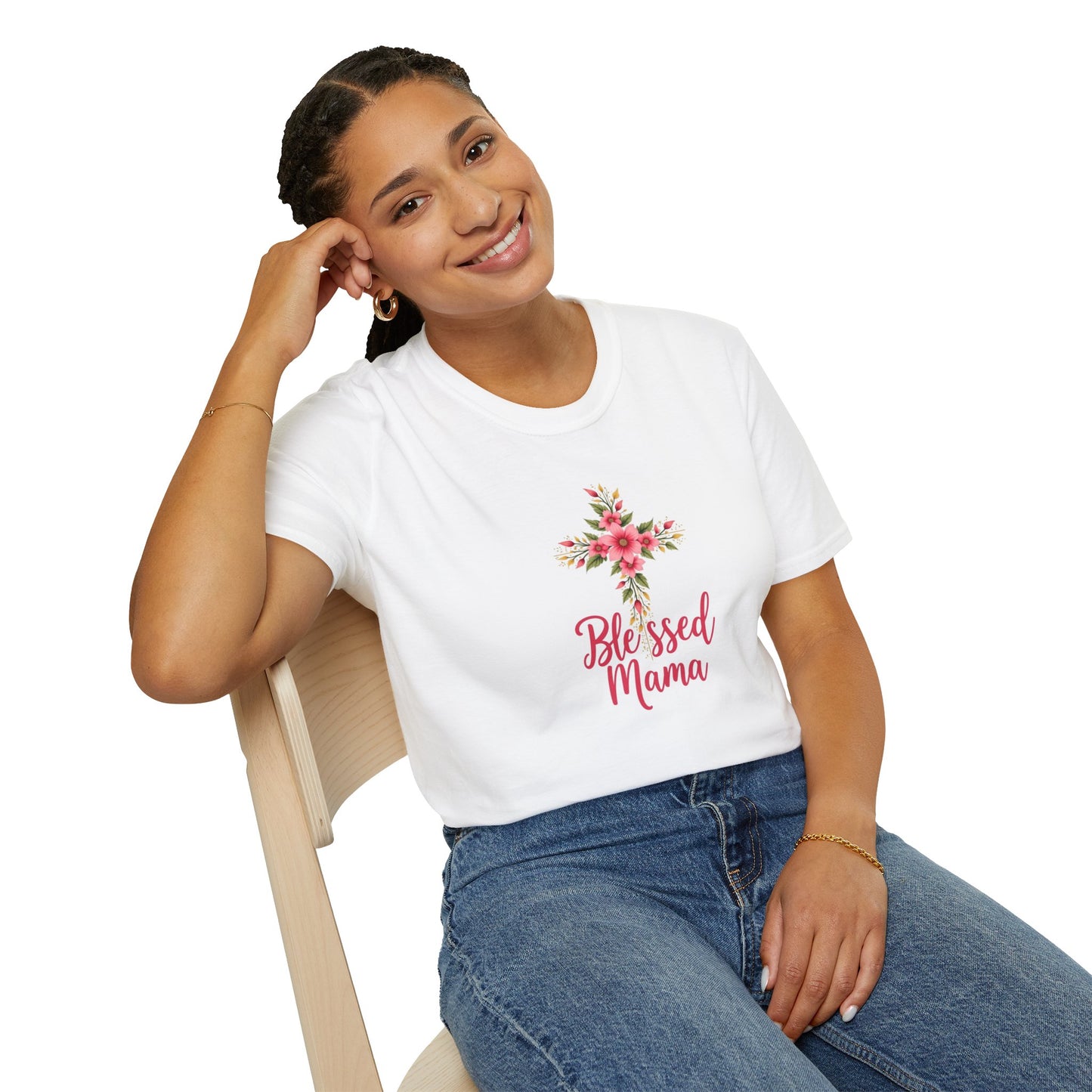 Floral Cross Blessed Mama T-Shirt
