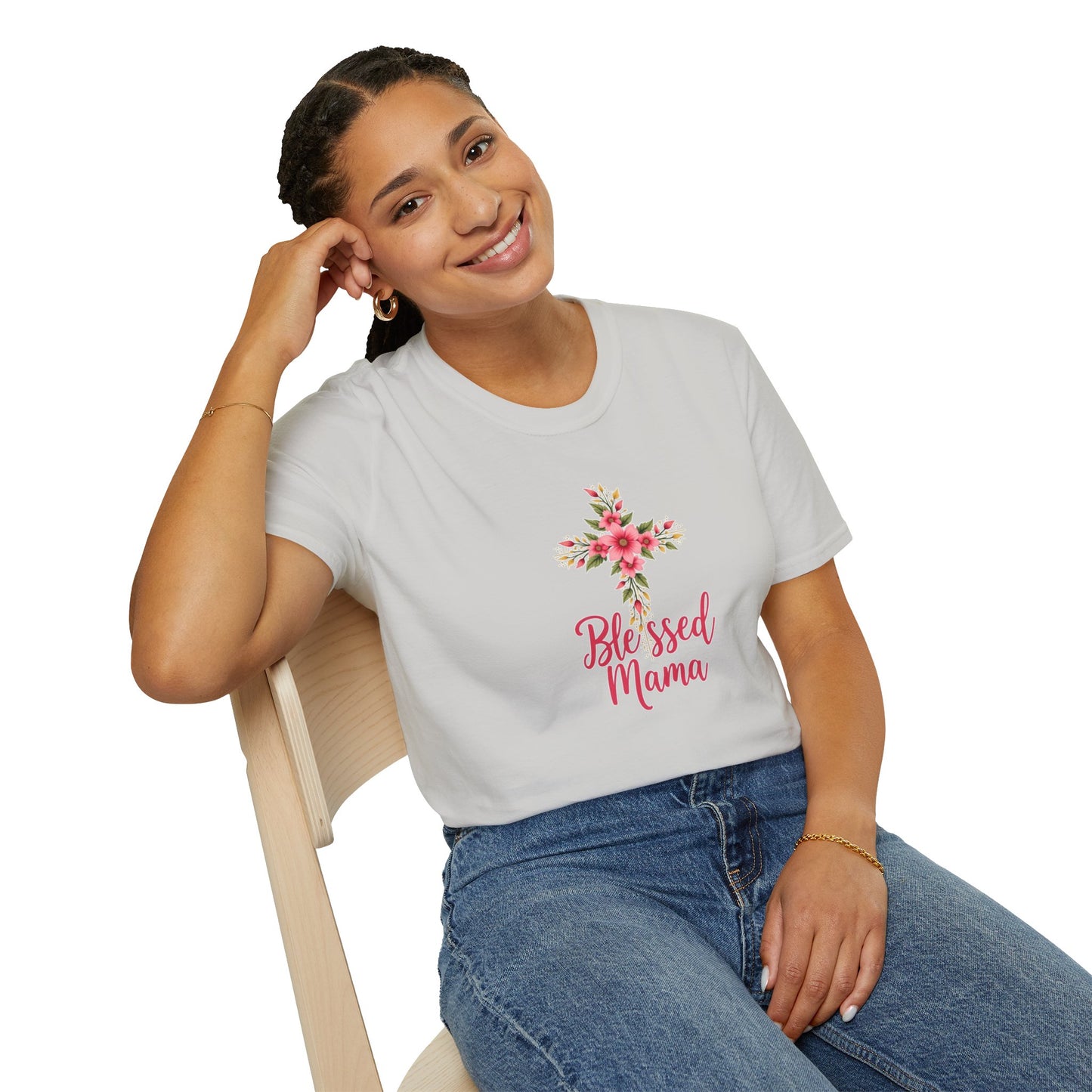 Floral Cross Blessed Mama T-Shirt